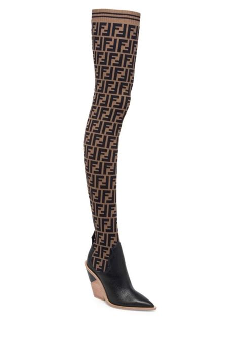 fendi knee boots|Fendi thigh high sock boots.